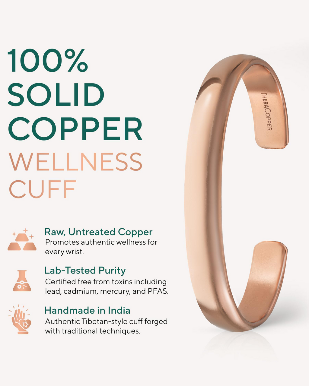 Pure Copper Cuff Bracelet – Plain