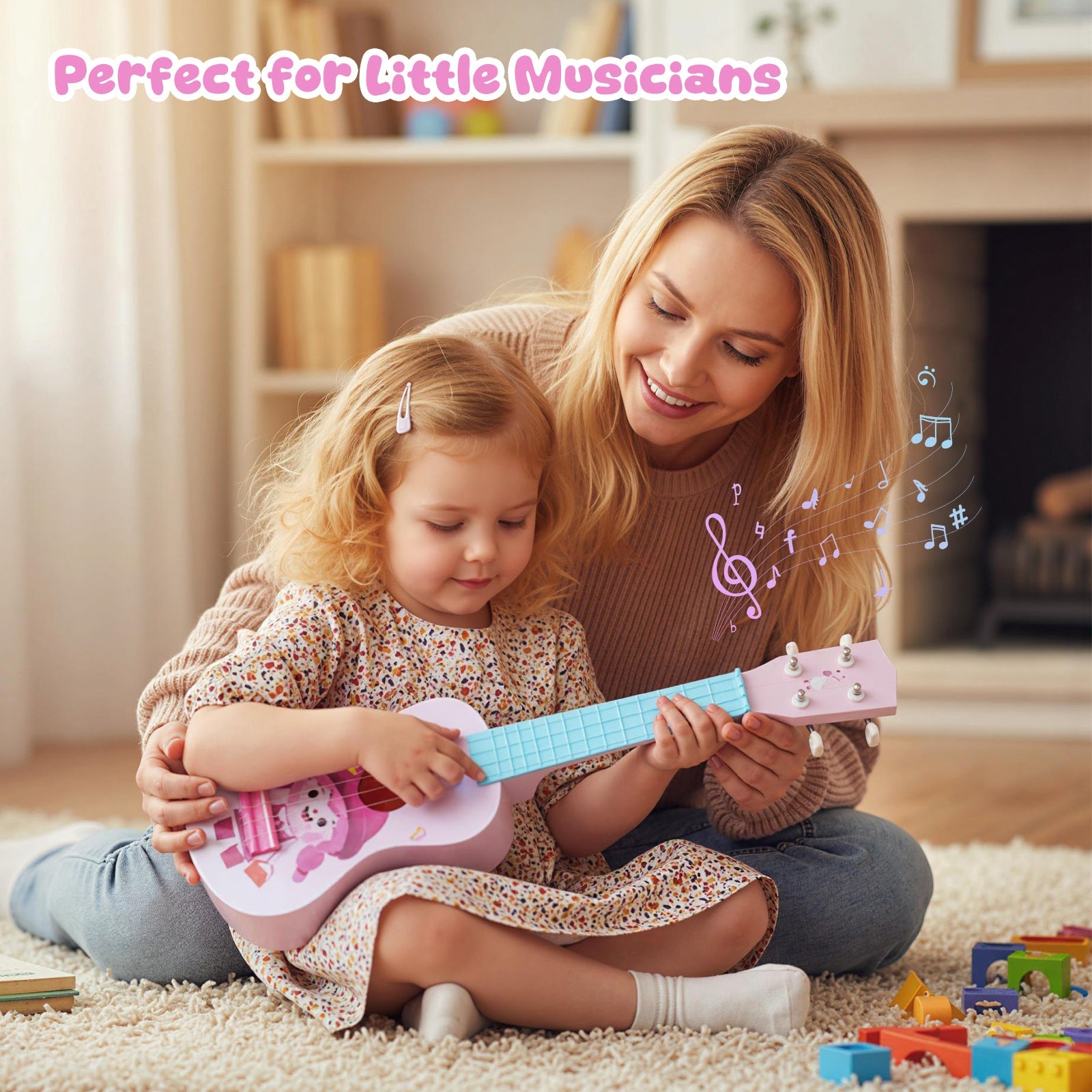 21 Inch Children Mini Ukulele with 4 Nylon Strings and 12 Frets