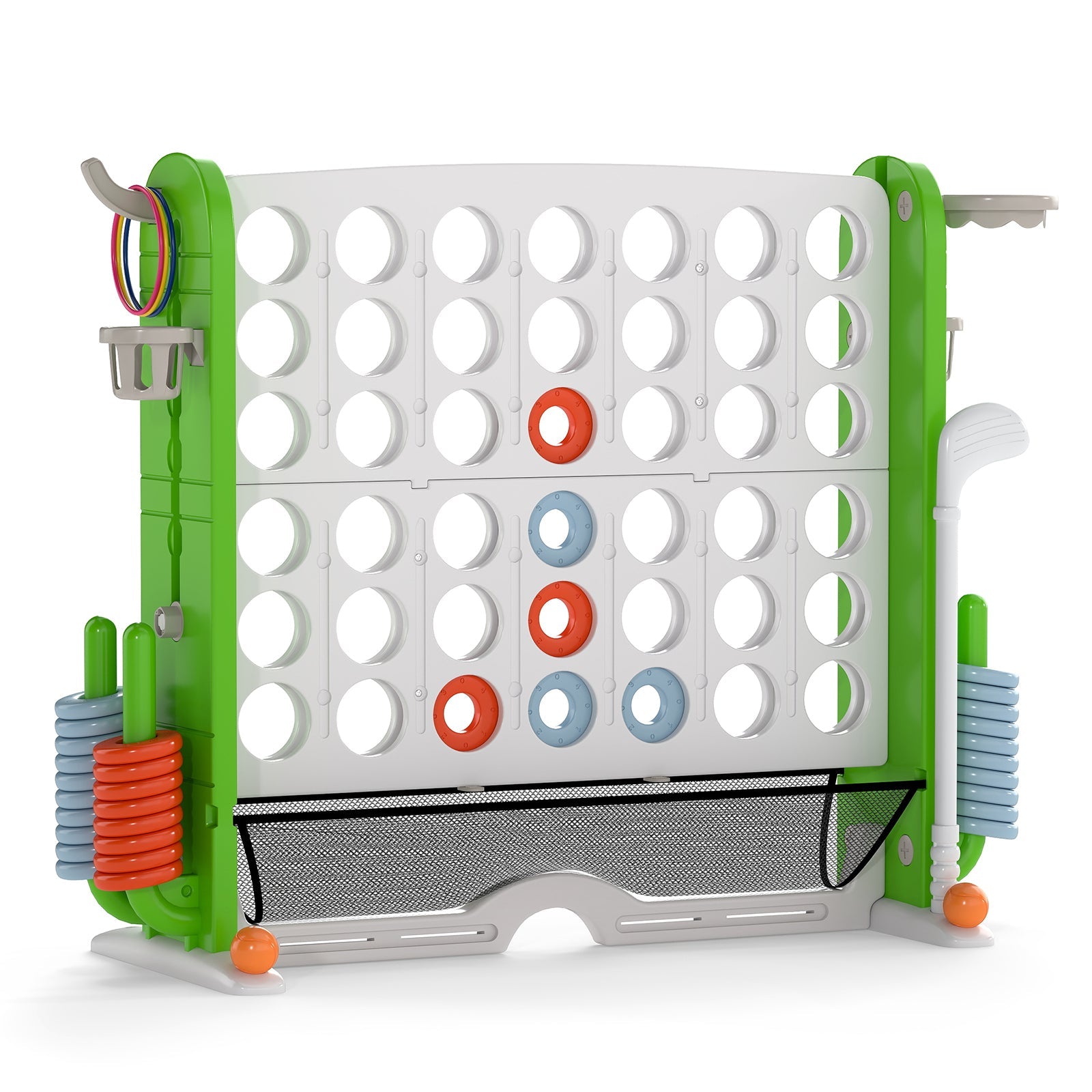 Jumbo 4-to-Score Game with Ring-toss and Basketball Hoop