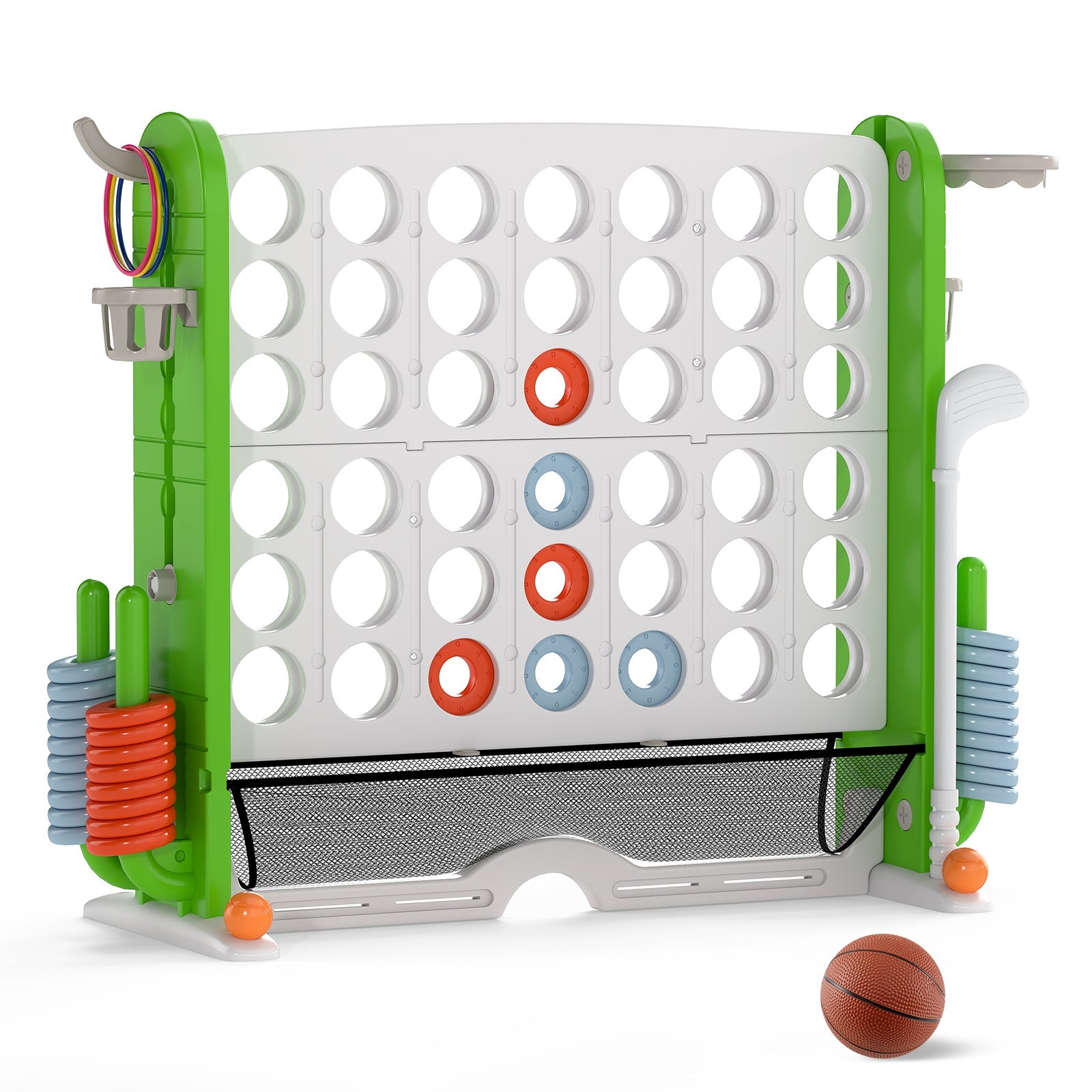 Jumbo 4-to-Score Game with Ring-toss and Basketball Hoop