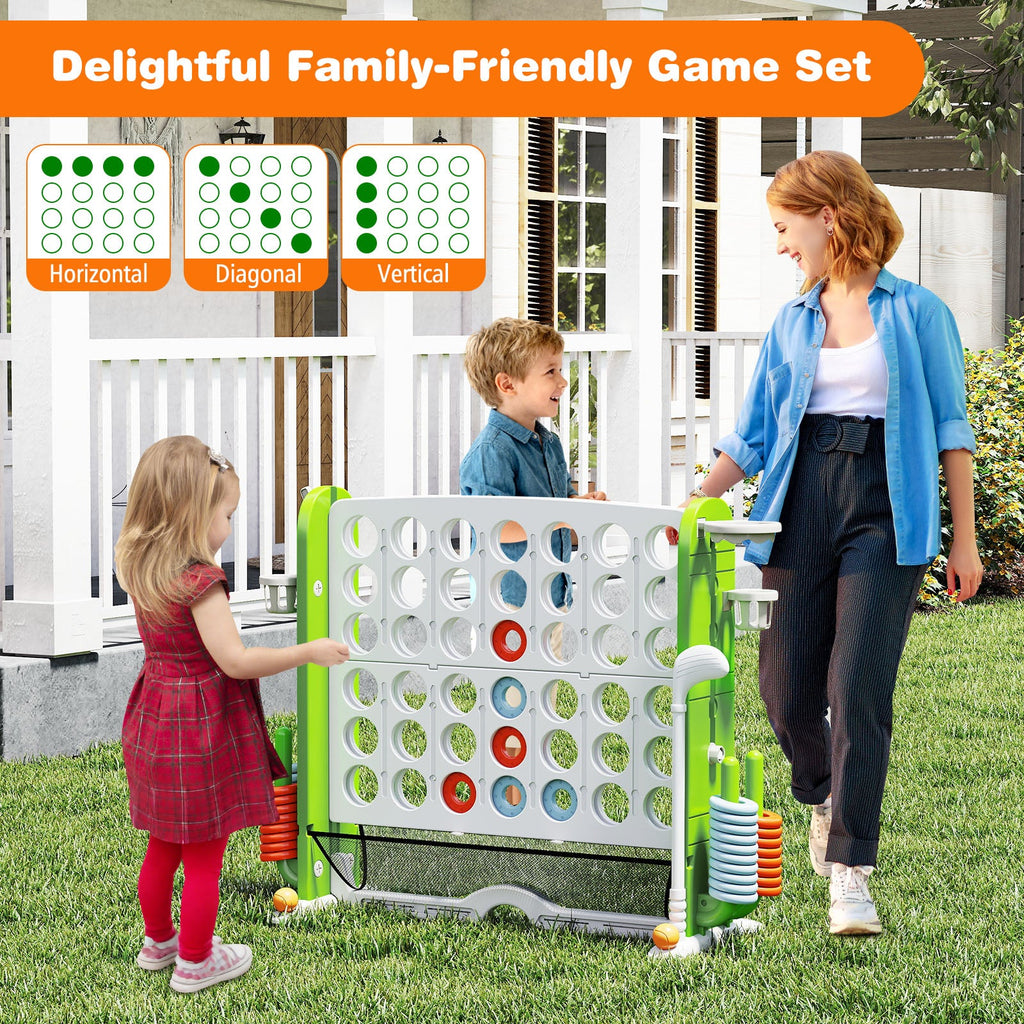 Jumbo 4-to-Score Game with Ring-toss and Basketball Hoop