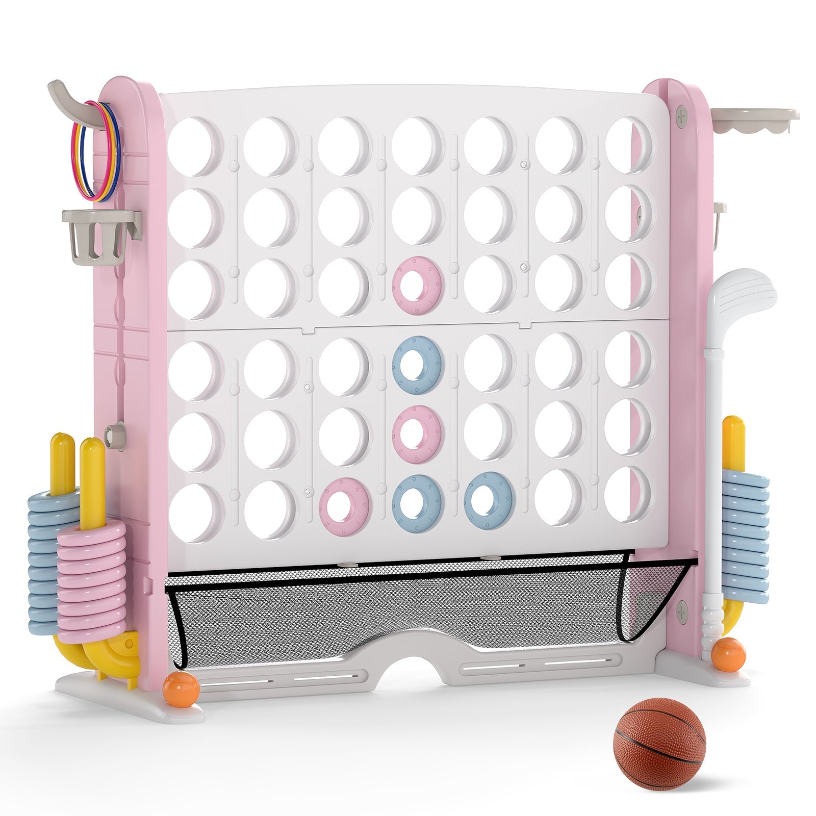 Jumbo 4-to-Score Game with Ring-toss and Basketball Hoop