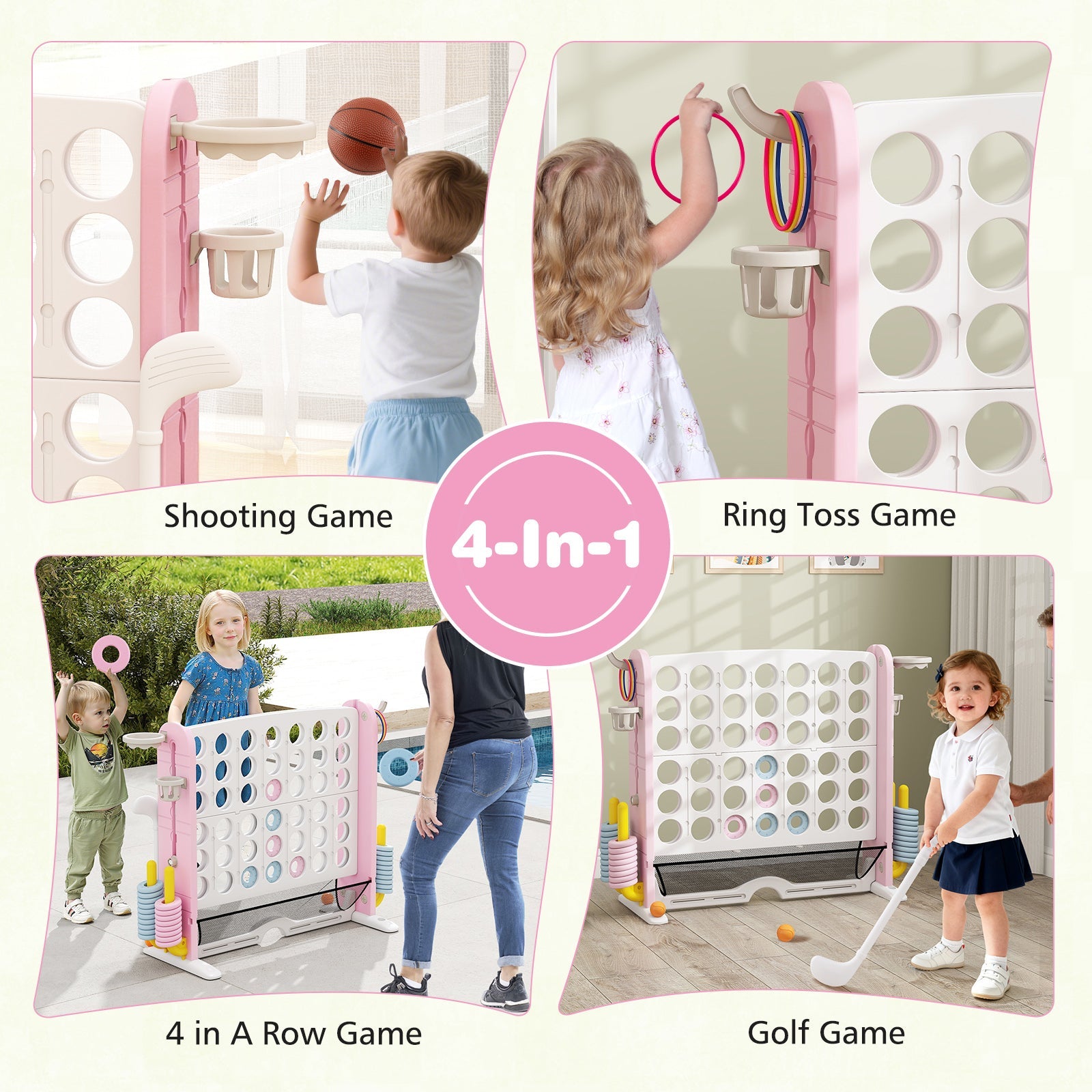 Jumbo 4-to-Score Game with Ring-toss and Basketball Hoop