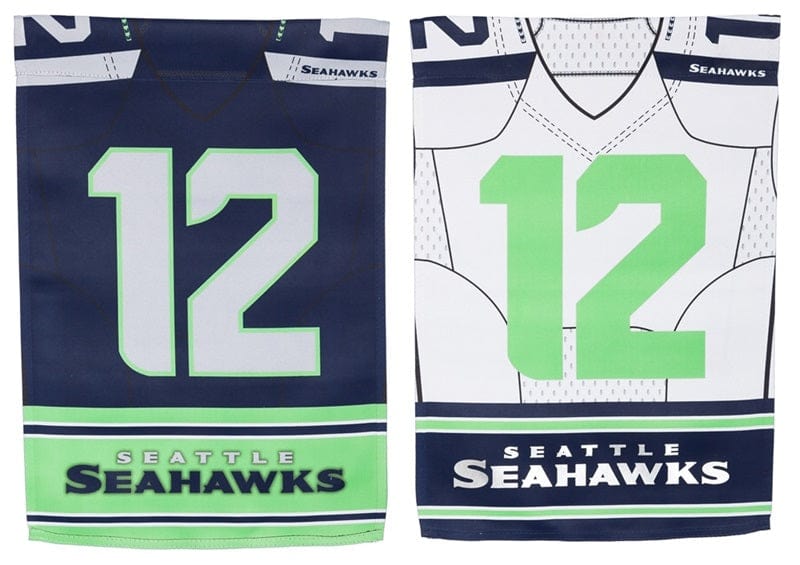 Seattle Seahawks Garden Flag 2 Sided 12th Man Foil NFL Jersey