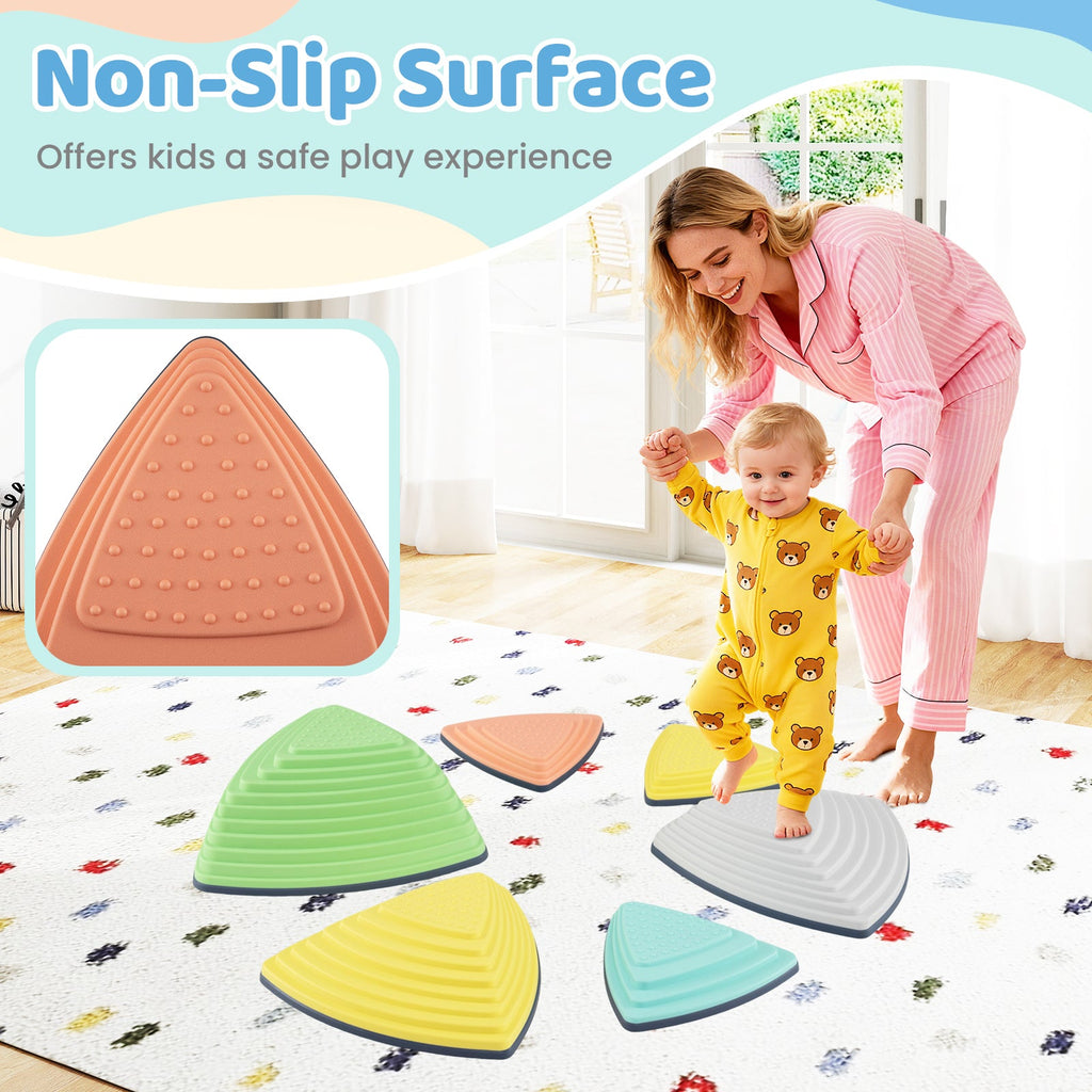 Set of 11 Stepping Stones for Kids Non-Slip Balance Stones with Storage Bag
