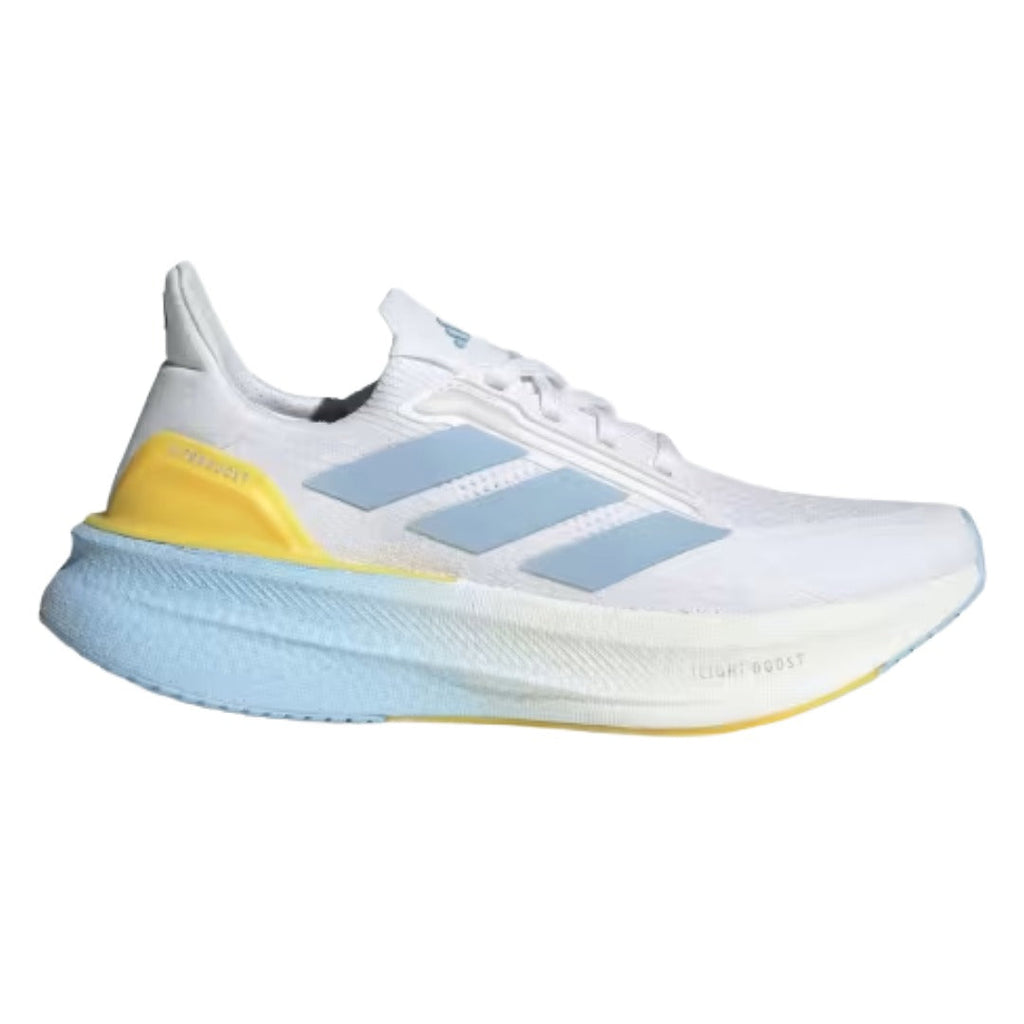 adidas Women's Ultra Boost 5X Sneaker - White/Glow Blue/Yellow